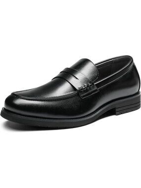 Men's Black Penny Loafers Slip-On Business Office Wedding Formal Dress Shoes